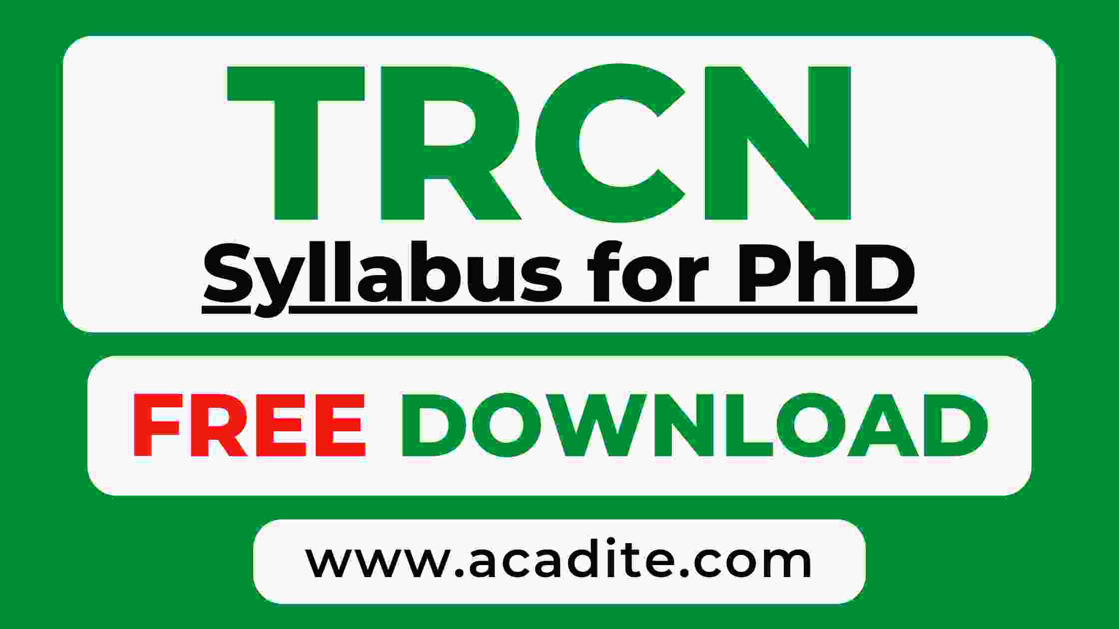 TRCN exam syllabus for PhD holders