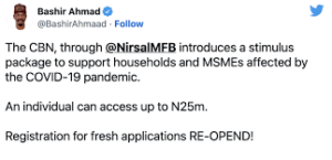 CBN N25 million NIRSAL Loan